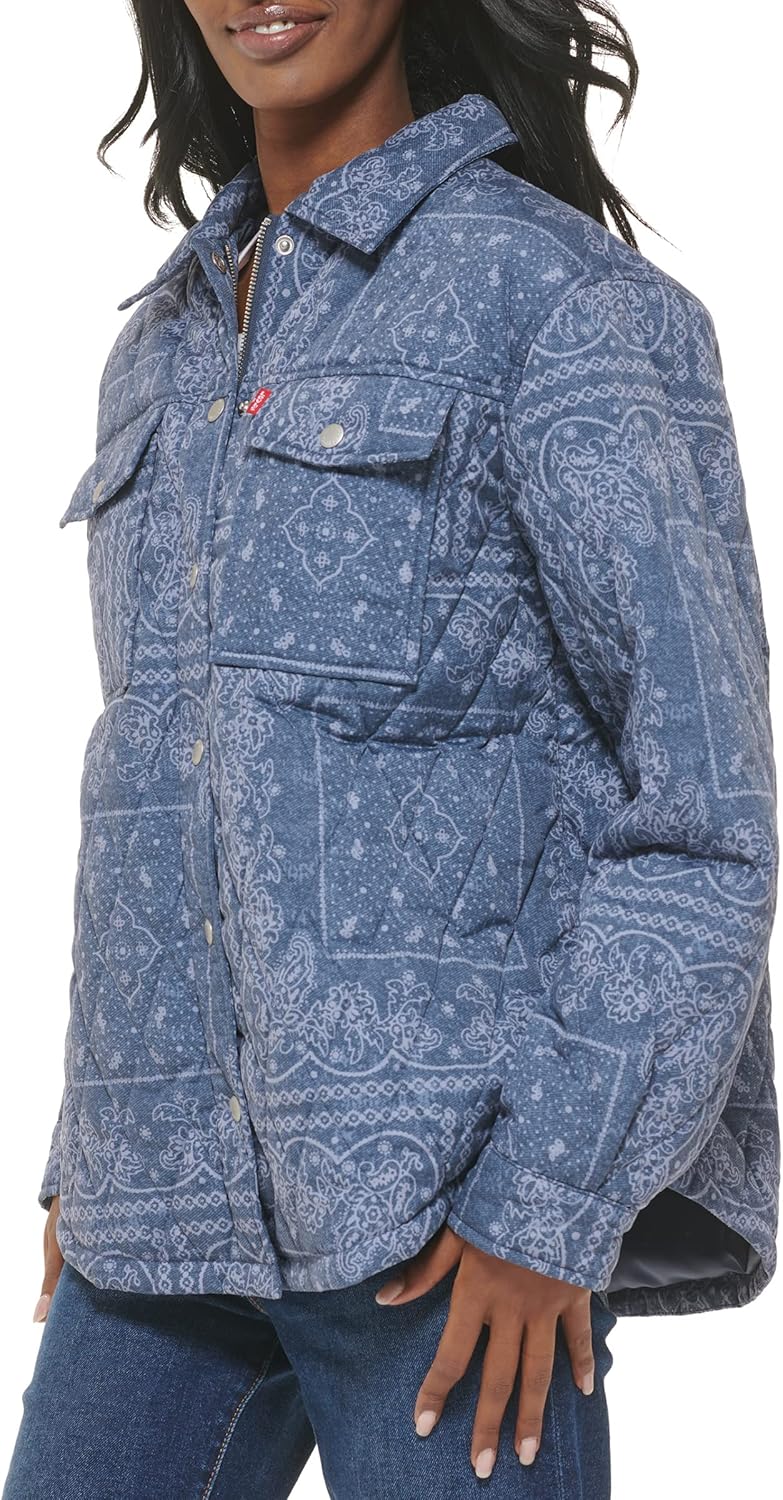 Женская куртка-рубашка Levi's стеганая с узором, синий — фото 3