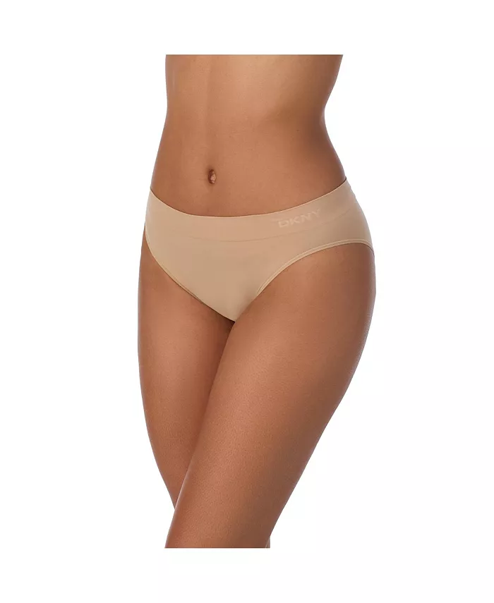 

Женские бесшовные трусы-слипы Hi Cut DK5020 DKNY, коричневый/бежевый