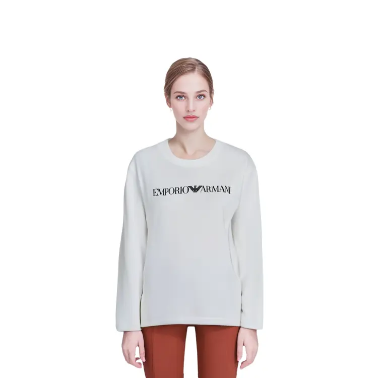 Органический джерси свитшот с логотипом Asv EMPORIO ARMANI, белый — фото 4