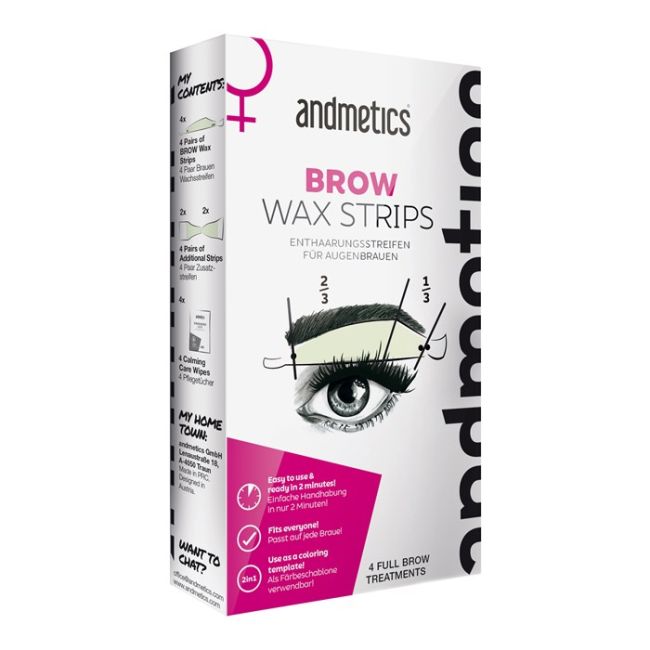 

Депиляционные восковые полоски для коррекции бровей Andmetics