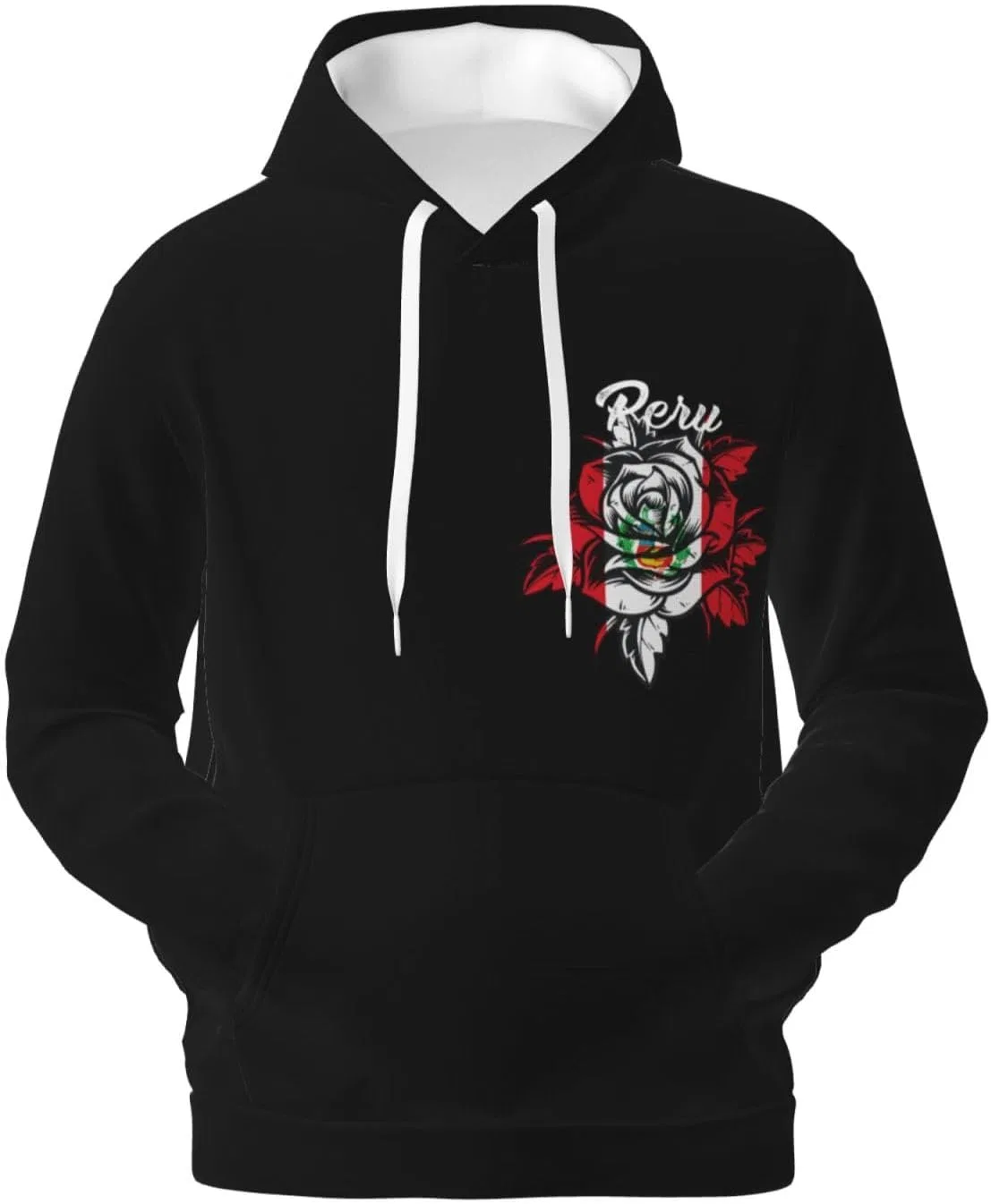 Generic Винтажная флисовая толстовка с капюшоном и карманом Vintage Rose Peruvians Peru Flag — фото 2