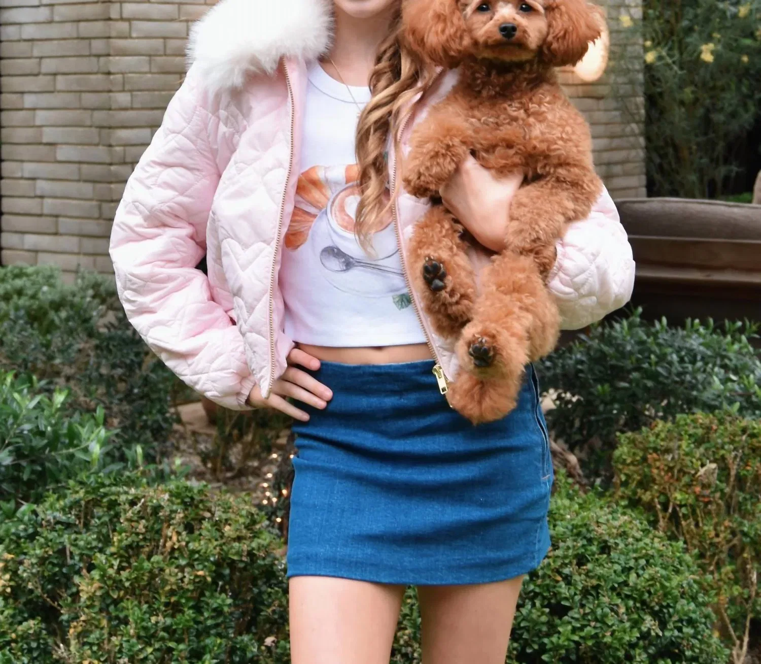 LoveShackFancy Детская мини-куртка Sandria бледно-розового цвета — фото 4
