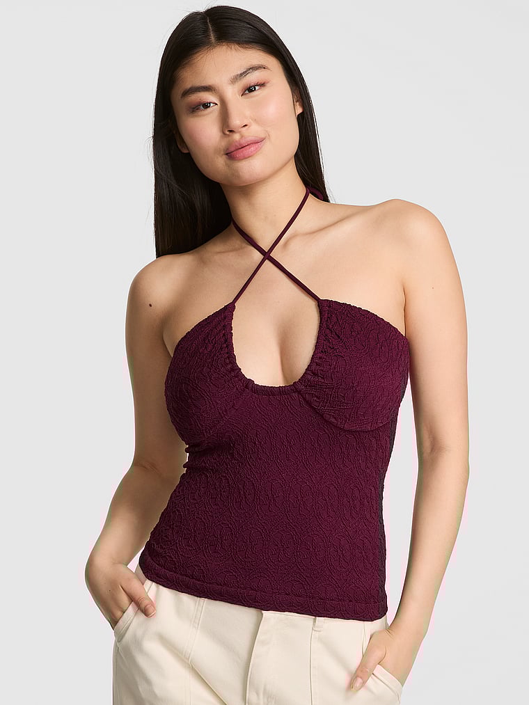 

Топ с цветочным жаккардом на бретелях Pink, цвет wild rose
