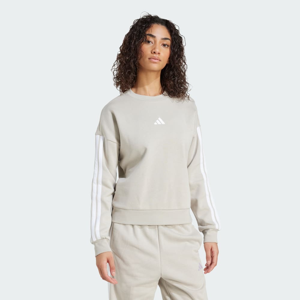 

Толстовка Adidas Essentials 3-Stripes Fleece Sweatshirt, цвет Beige/White