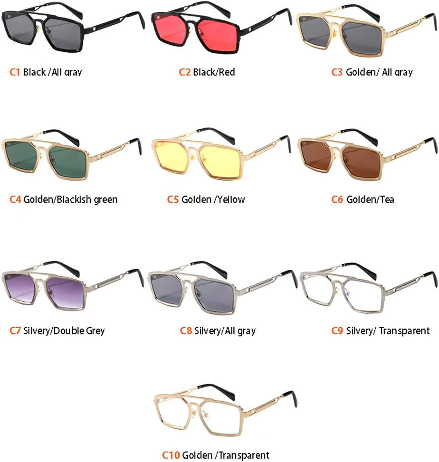 

Солнцезащитные очки Willochra Retro с двойным лучом, квадратной формы, для женщин и мужчин, в стиле панк, многоугольные, модные, металлические, прямоугольные, C6