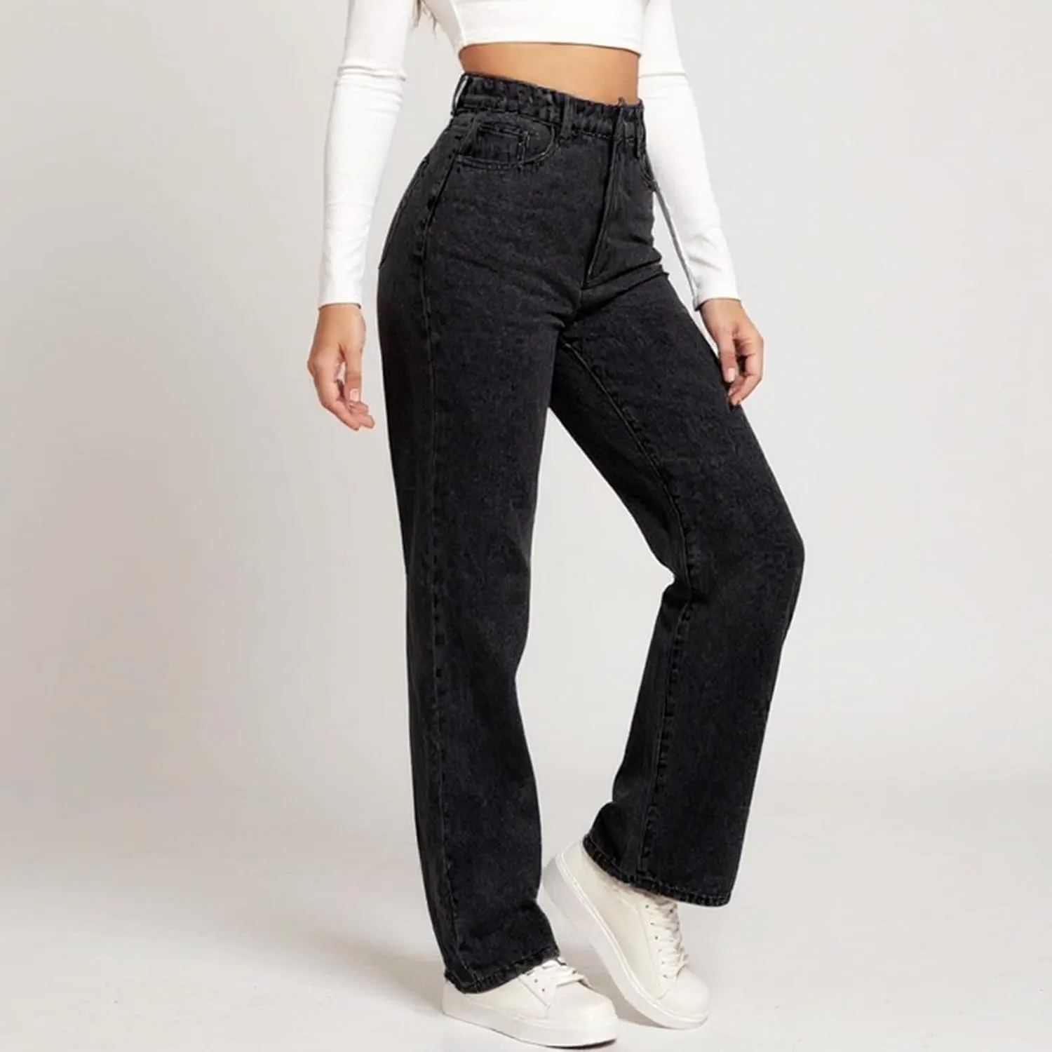 Джинсы женские широкие high waisted — фото 3
