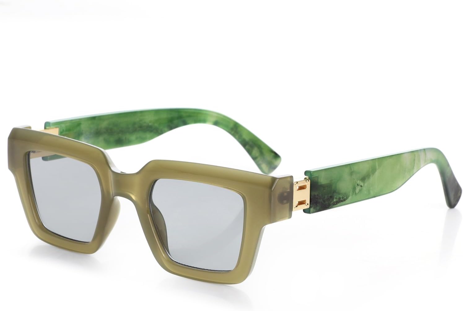 

Солнцезащитные очки Onrtry Fashion Square для женщин и мужчин, прямоугольная оправа, солнцезащитные очки в стиле 90-х, дизайнерские, черные, A02 Olive Green&marbling Frame/Grey Lens