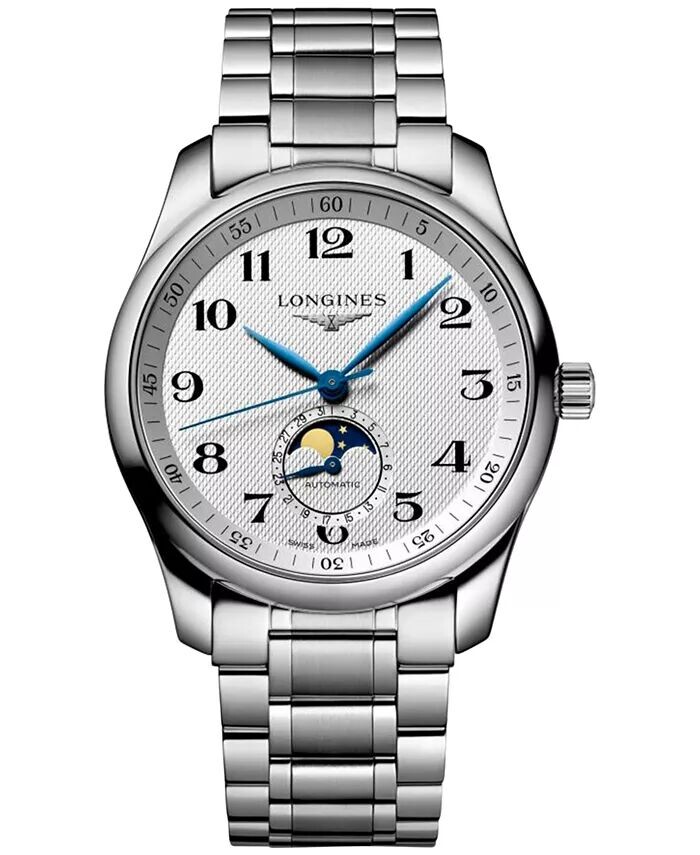 

Мужские швейцарские автоматические часы Master Moonphase с браслетом из нержавеющей стали, 40 мм Longines