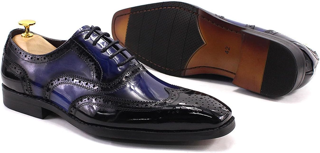 Мужские туфли Santimon Wingtips Brogues Oxfords, формальные деловые туфли из натуральной кожи, роскошные дерби для мужчин, для выпускного, свадьбы, бизнеса, повседневного ношения, двухцветные, модные, удобные туфли к смокингу, черный — фото 3