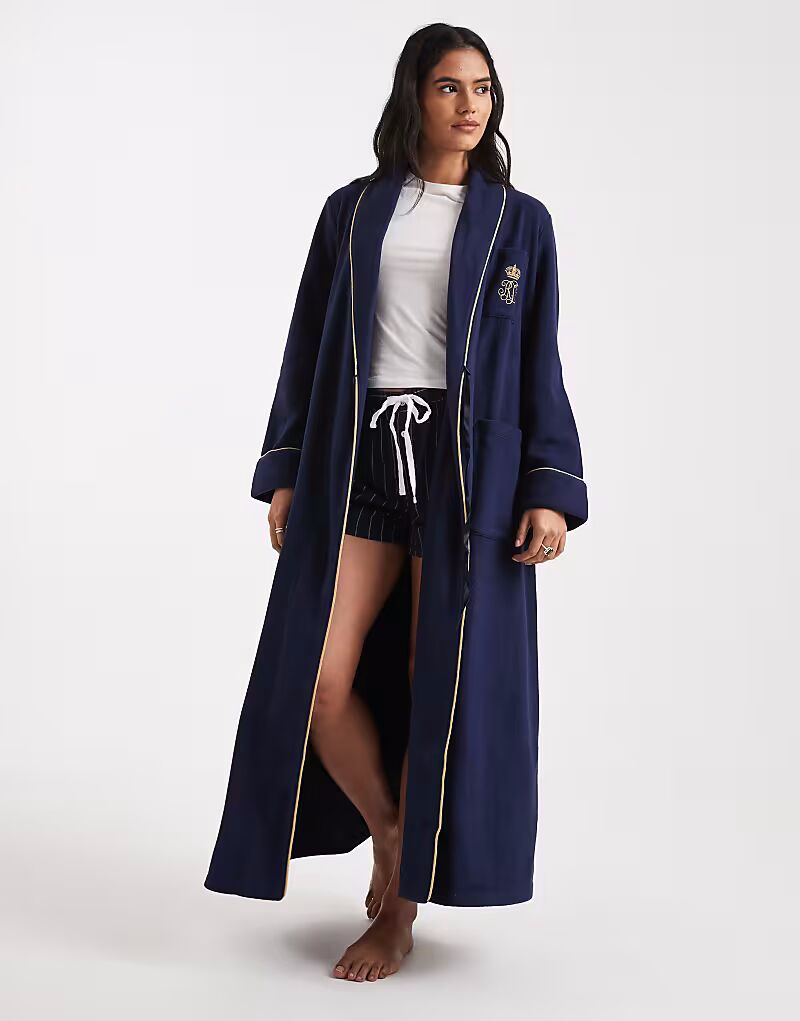 

Халат с шалевым воротником темно-синего цвета Ralph Lauren