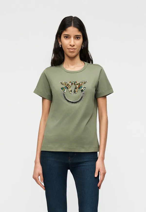 

Футболка с принтом квентина Pinko, Verde, Розовый, Футболка с принтом квентина Pinko, Verde