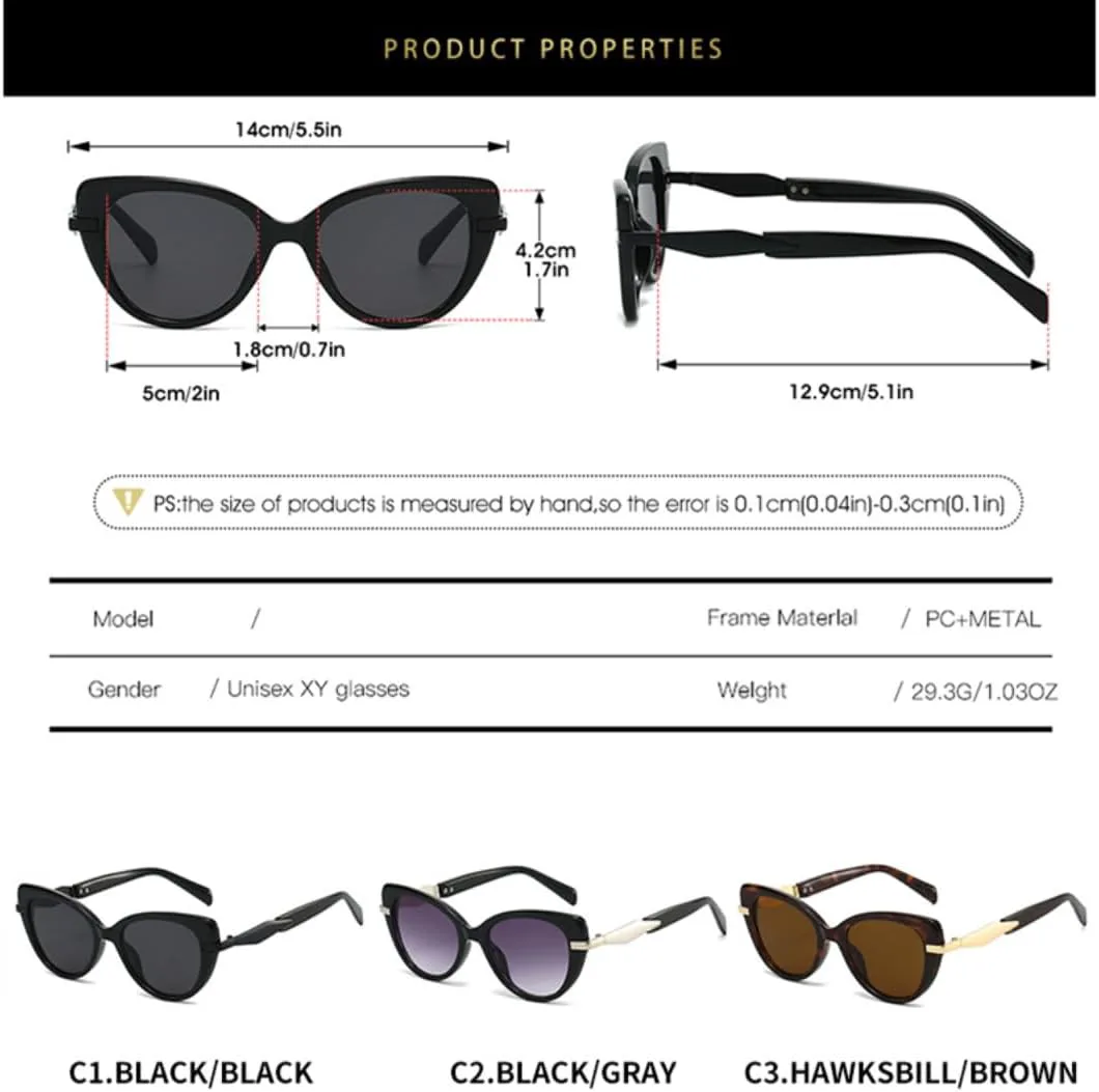 

Солнцезащитные очки «кошачий глаз» для женщин, винтажные, панк, роскошные, популярные, сексуальные, для активного отдыха и вождения (черные) TVTBBVV, Black Black