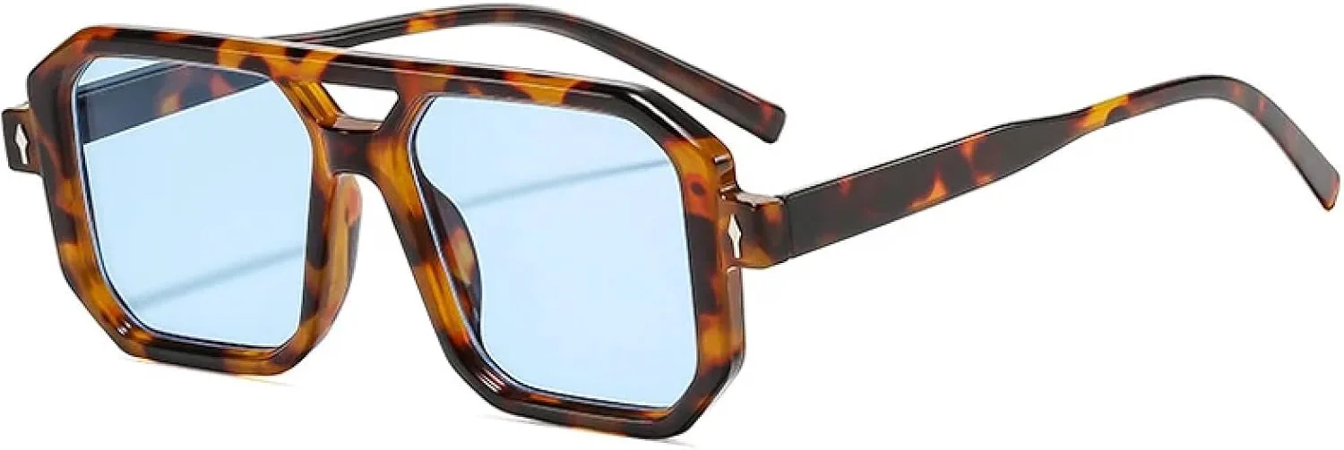 

Винтажные женские солнцезащитные очки с двойной перемычкой, роскошные мужские классические очки для путешествий и вождения, мужские очки UV400 TKKTLLT, Flower Blue