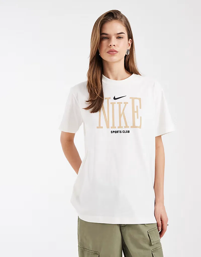 Классическая футболка Nike оверсайз с графическим принтом, белый — фото 3