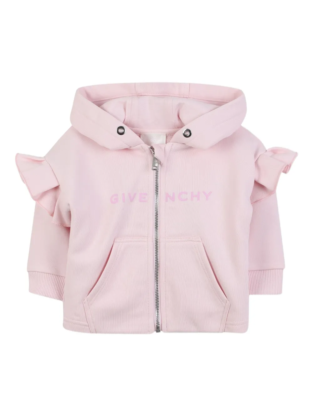 

Худи на молнии с оборками Givenchy Kids, розовый
