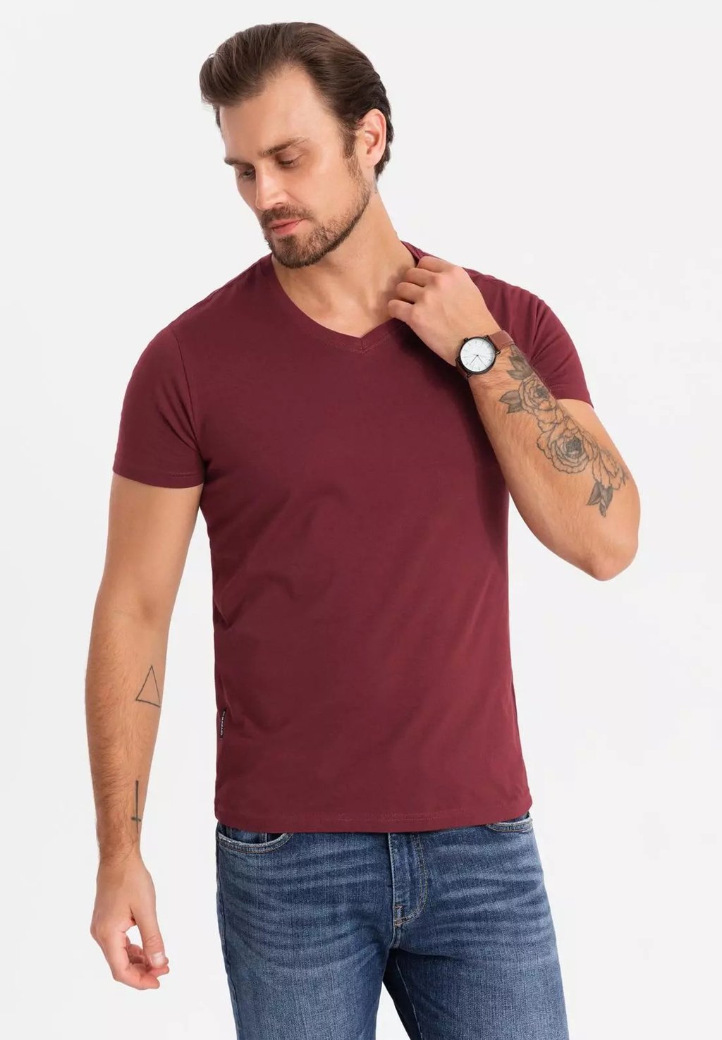 

Базовая футболка SET OF 3 V-NECK Ombre, бордовый