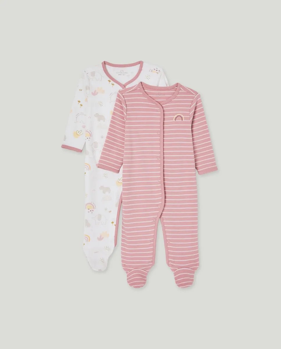 

Набор из 2 длинных вязанных слипов с фантазийным принтом для девочки Cotton Juice, розовый