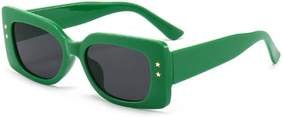 

Солнцезащитные очки в прямоугольной оправе Star с широкими дужками, устойчивые к УФ-излучению, для мужчин и женщин star shop, Green Frame Black Grey Flakes