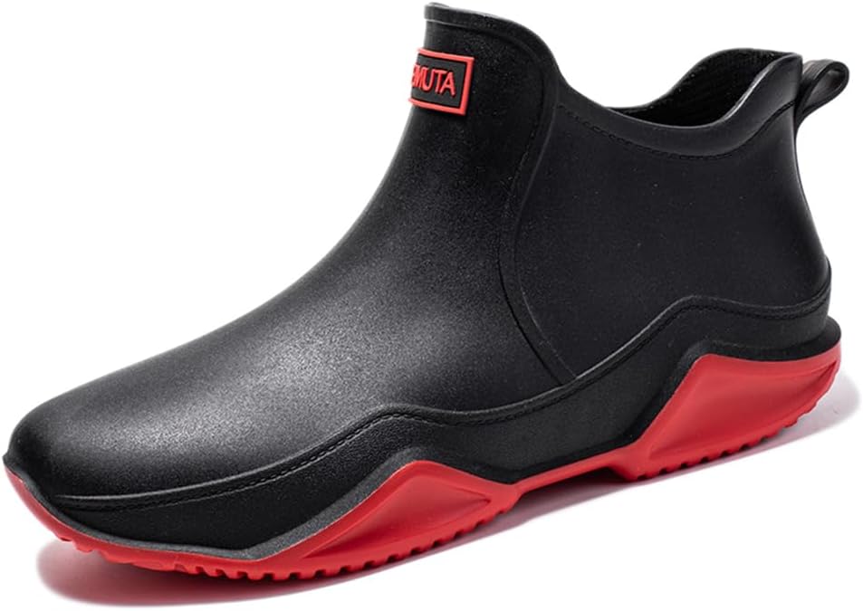 

Женские и мужские дождевые ботинки Rojeam, водонепроницаемые резиновые ботинки Челси, для прогулок на улице, водные ботинки, ботильоны, красный