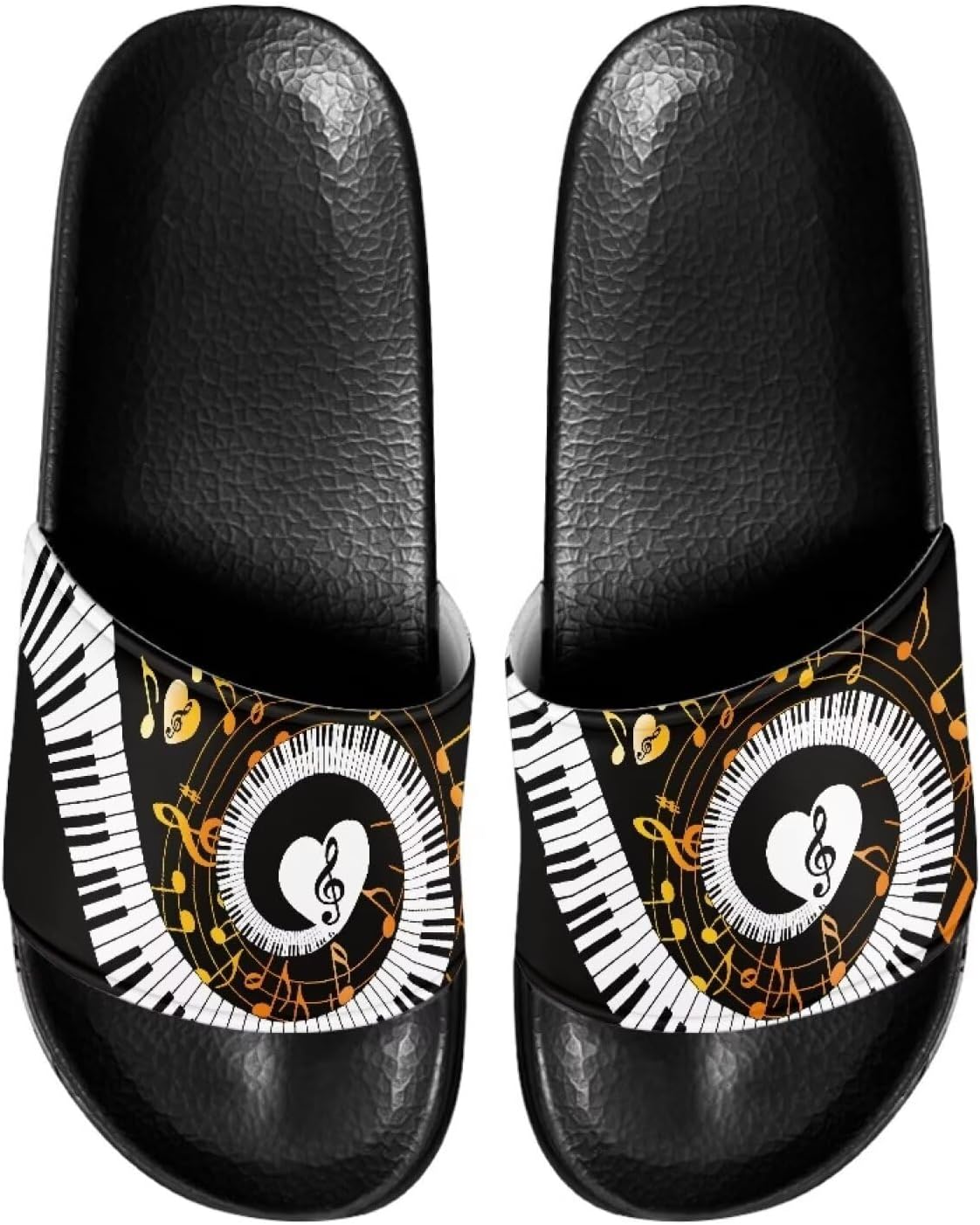 

Противоскользящие сланцы для женщин и мужчин, открытые босоножки для дома, удобные плоские шлепанцы для ванной и пляжа Annejudy, Music Notes Print