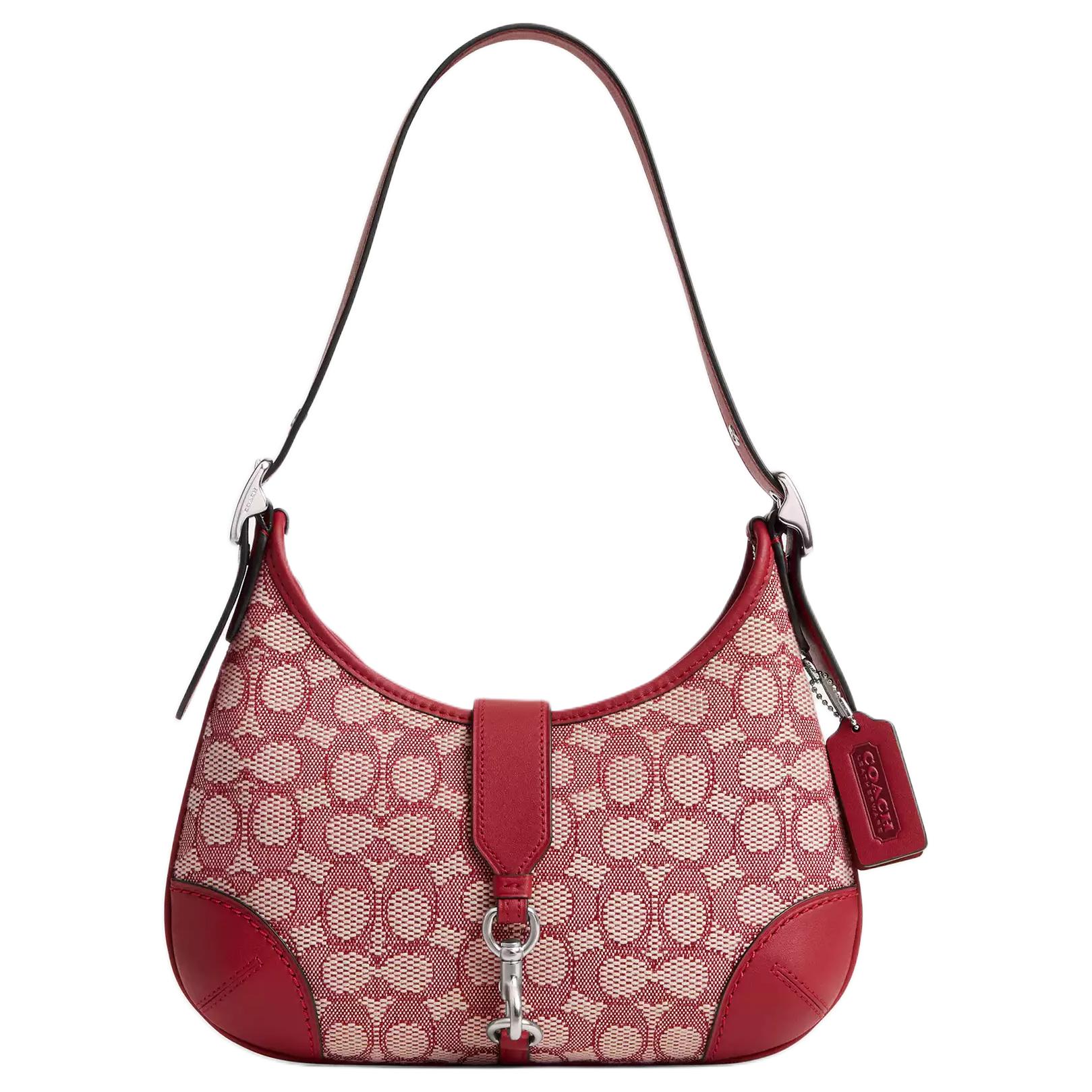 

COACH Хамптонс тканевая с кожаной отделкой большая женская сумка через плечо серебро рубины слоновая кость
