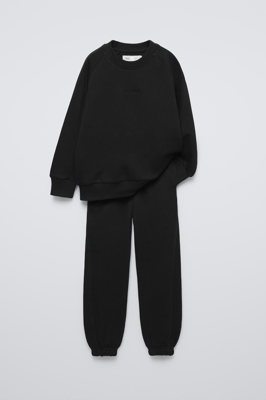 

Вышитая толстовка и комплект для бега трусцой ZARA, черный