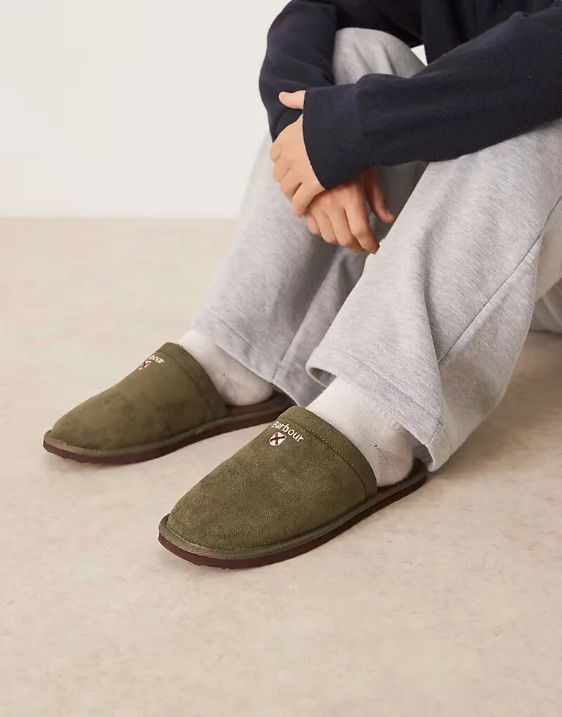 Тапочки-мюли Barbour Everitt оливково-зеленого цвета - MGREEN