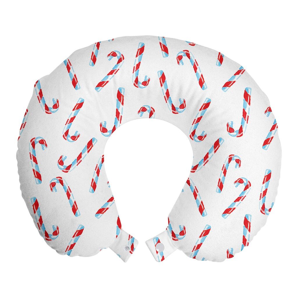 

ABAKUHAUS Candy Cane Travel Подушка для шеи, акварельные кондитерские изделия, пенопластовые дорожные принадлежности для самолета и автомобиля, 30х30 см, Красный Аква Белый