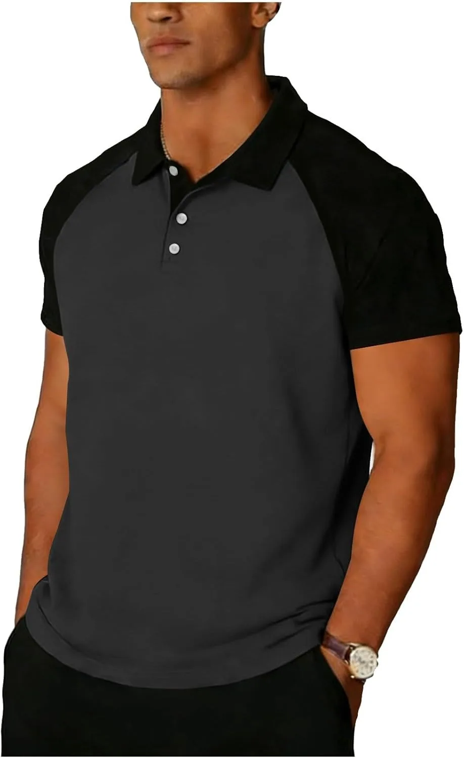 

Мужская футболка для гольфа Raglan с коротким рукавом и воротником