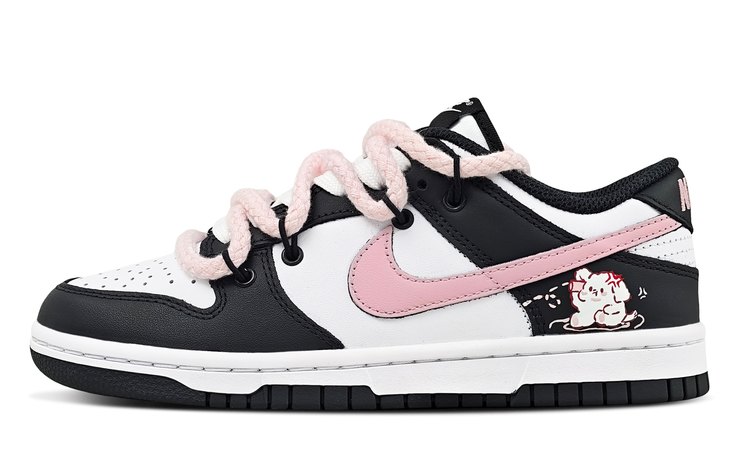 

Nike Данк Колл Паппи устойчивые к истиранию лоу-топ скейтборд кроссовки унисекс черный розовый белый, цвет Black Pink White