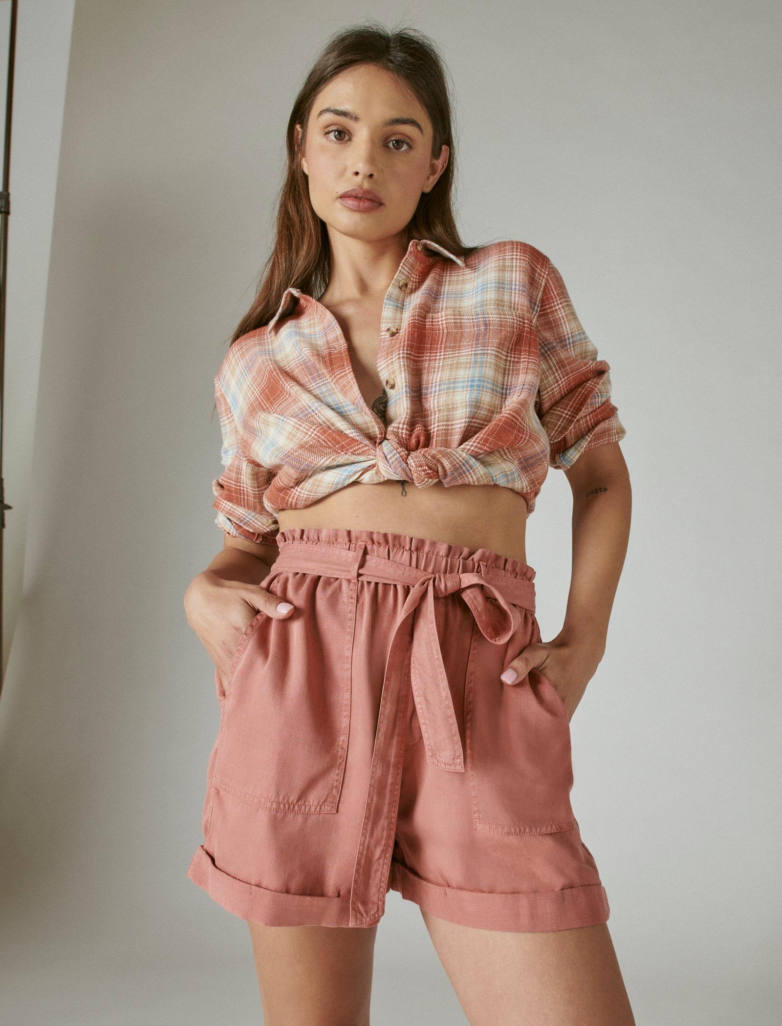 

Женские шорты Lucky Brand Paperbag, цвет medium dark pink