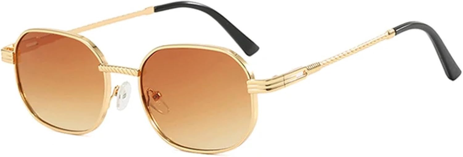 

Ретро-солнцезащитные очки в маленькой металлической оправе для женщин, модные градиентные очки с защитой от УФ-излучения UV400 для мужчин, панк-солнцезащитные очки TOIPASTN, Golden Tea Gradient