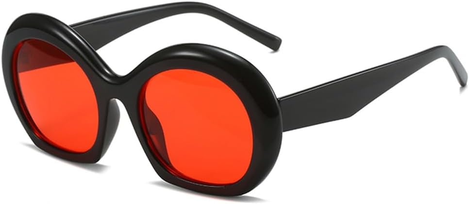 

Солнцезащитные очки UV400 для мужчин и женщин | Круглая оправа в стиле панк с градиентными линзами | для вождения и занятий спортом на открытом воздухе generic, Black-red