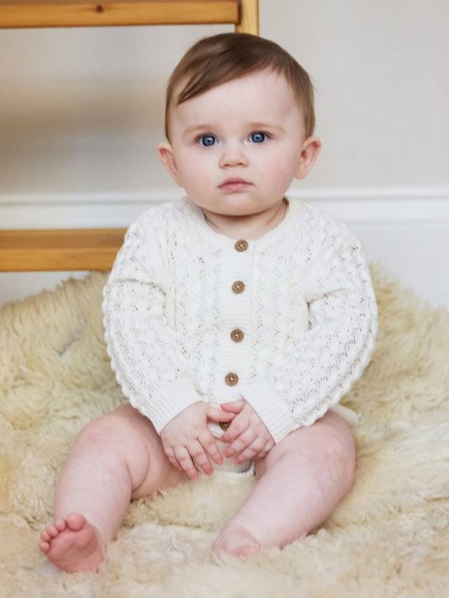 

Детский кардиган из хлопка в стиле петель The Little Tailor, Cream