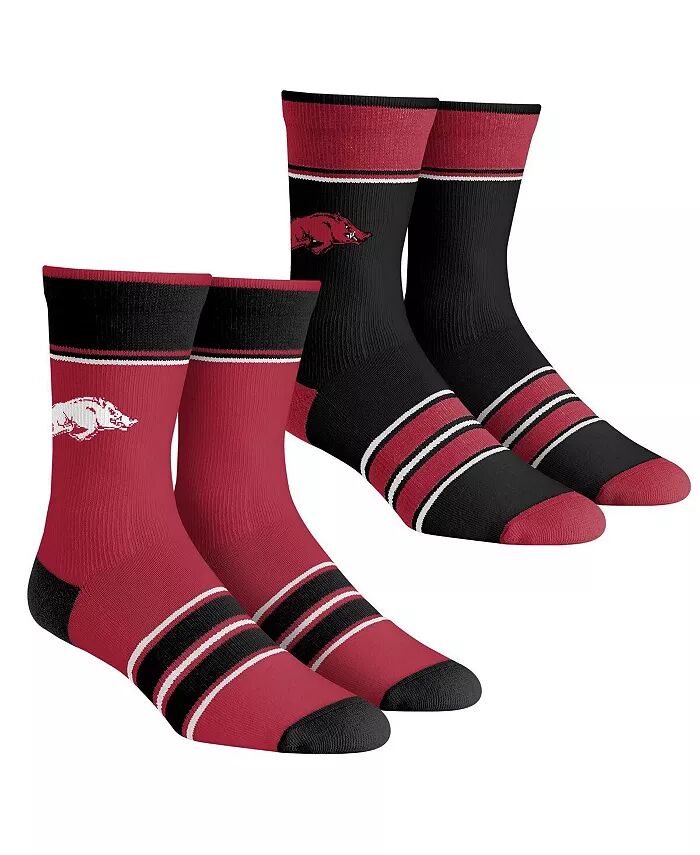 

Носки для больших мальчиков и девочек Arkansas Razorbacks Multi-Stripe, комплект из 2 упаковок носков Team Crew Rock 'Em