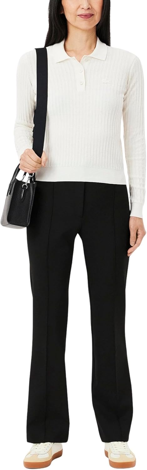 

Женские брюки Lacoste с высокой талией и расклешенным низом, Black