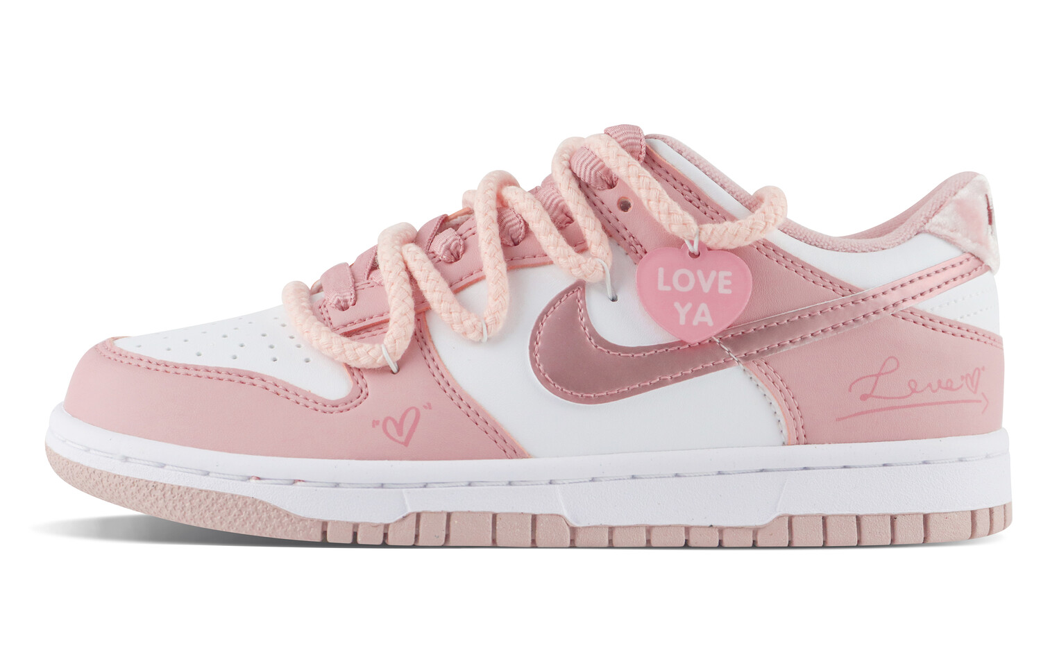 

Кроссовки Nike Dunk Skateboarding Shoes Women's Low-top Pink/white, белый