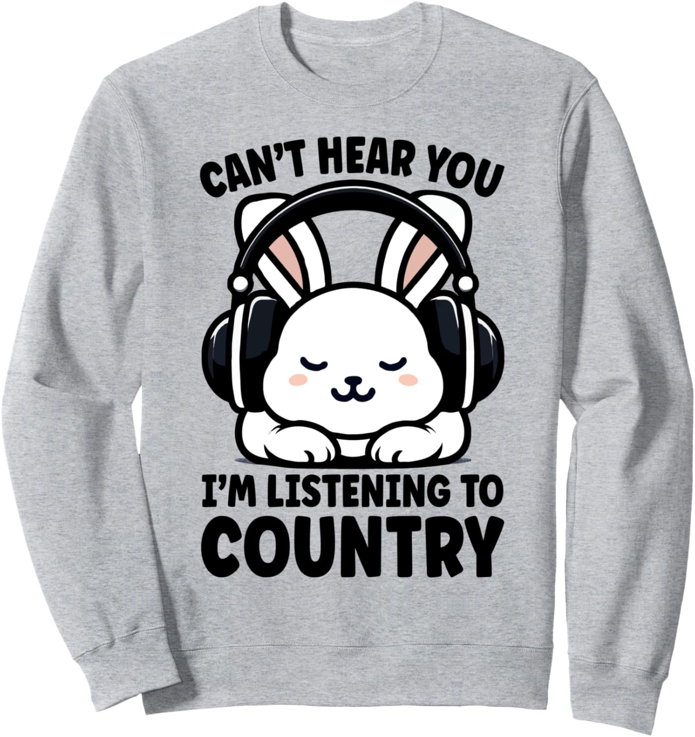 

Не слышу тебя, я слушаю кантри-музыку. Милая толстовка с кроликом Cute Rabbit Listening Country Music Apparel Co., серый