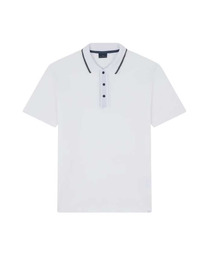 

Поло из хлопка двойного пике с полосатым рисунком. Paul & Shark, белый