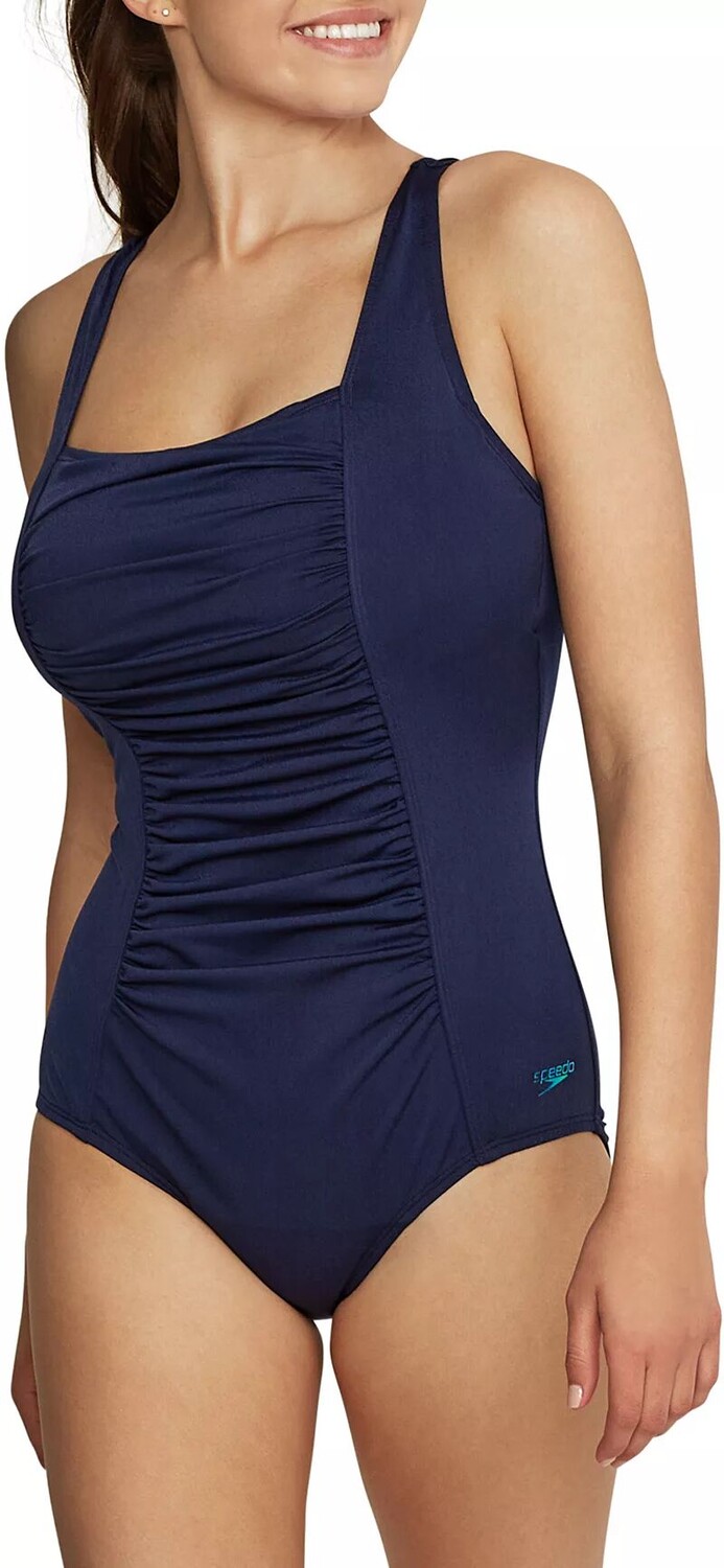 

Женский цельный купальник с однотонными сборками Speedo