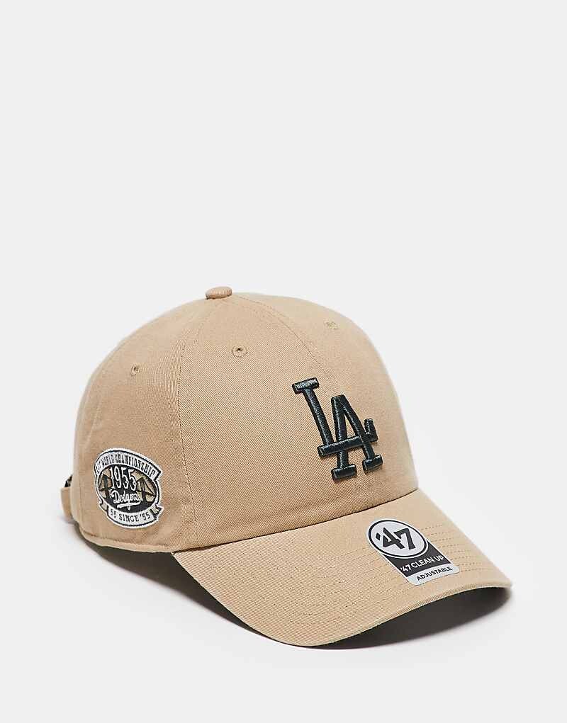 

47 Brand – Los Angeles Dodgers – Бейсболка бежевого цвета с контрастным принтом