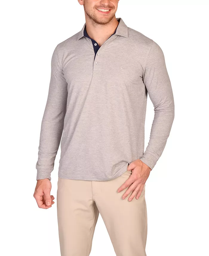 

Мужская меланжевая поло с длинным рукавом из супермягкой ткани Tailorbyrd, серый