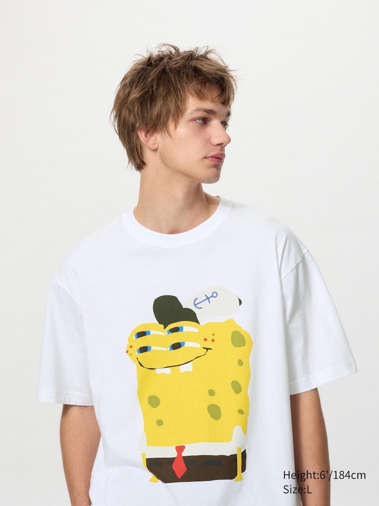 

Футболка с рисунком spongebob squarepants Uniqlo, цвет 00 белый