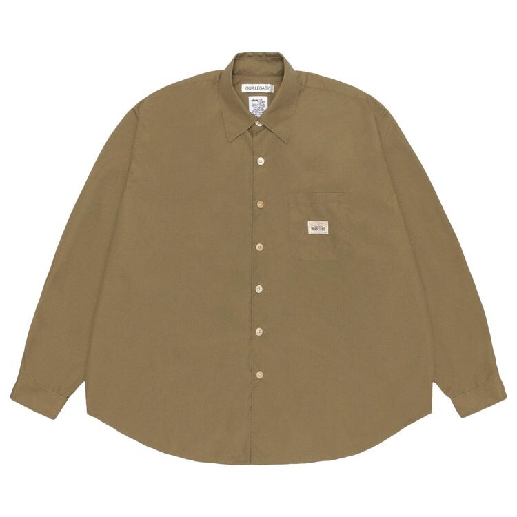 

Рубашка Stussy x Our Legacy Work Shop Borrowed Shirt Olive Nylon Ripstop, зеленый