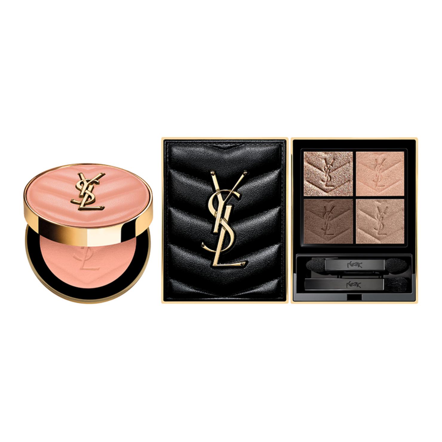 Кожаный набор для макияжа в 4 цветах для контуринга лица 6g+4g SAINT LAURENT