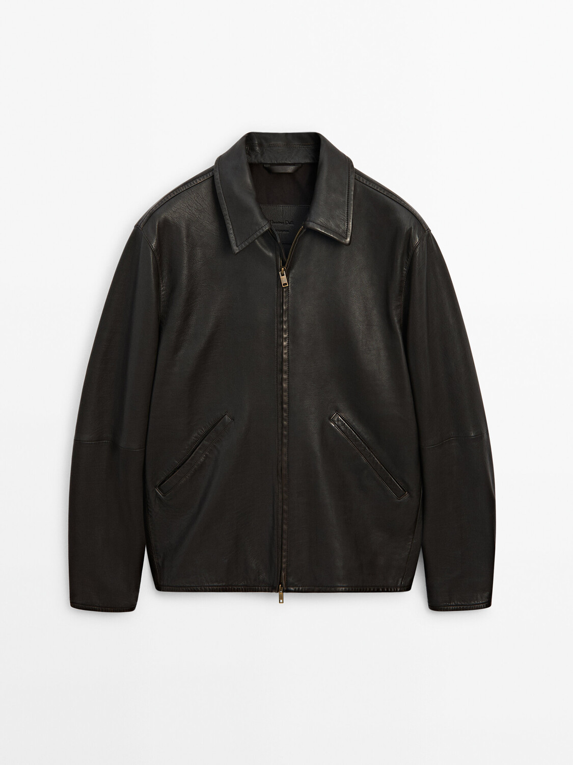 

Куртка дальнобойщика из кожи наппа коричневого цвета Massimo Dutti, коричневый