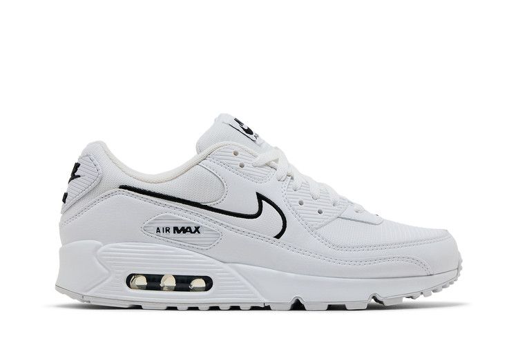 Кроссовки Nike Air Max 90 'White Black Outlined Swoosh', белый — фото 2