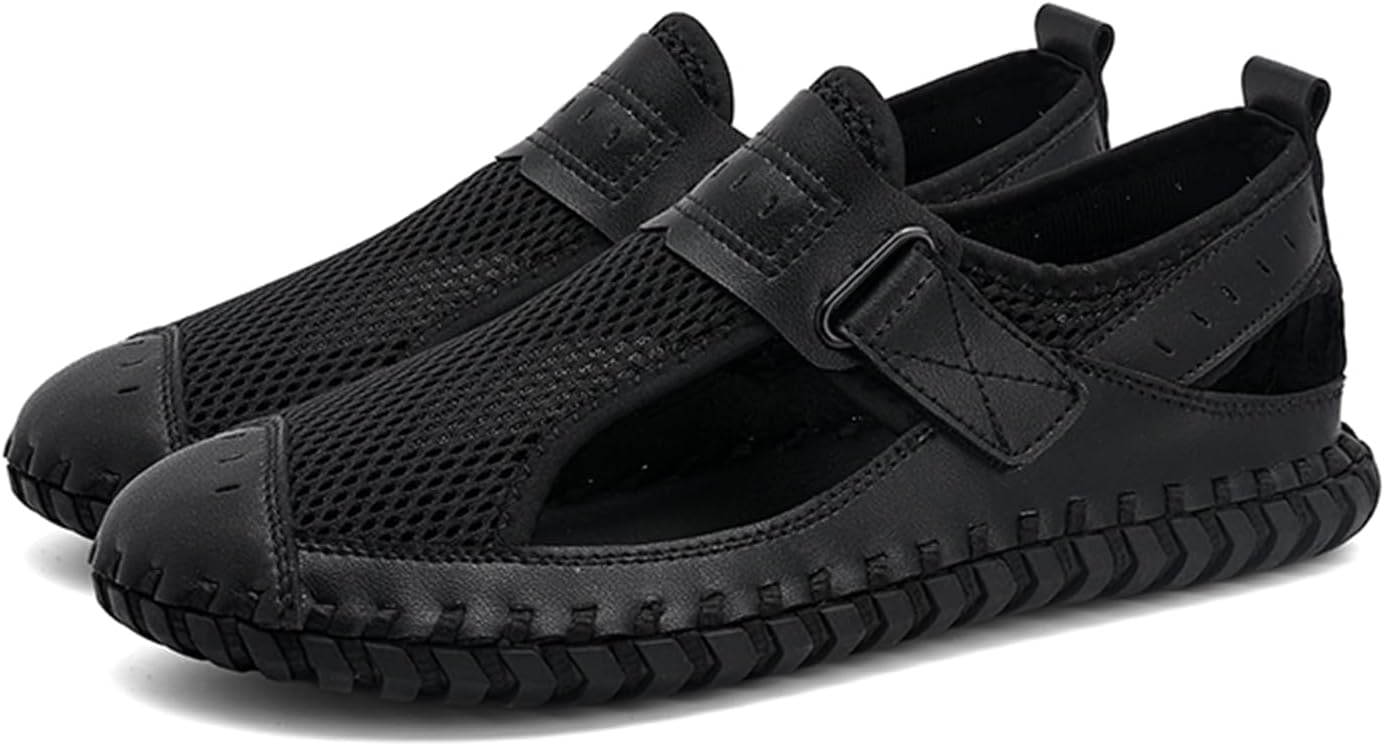 

Дышащие сетчатые кроссовки для мужчин, повседневная обувь, низкие, на удобной застежке, легкие и комфортные для ходьбы Abborora, черный