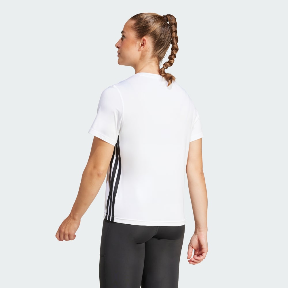 Спортивная футболка Adidas Train Essentials 3-Stripes Workout Tee, белый/черный — фото 2