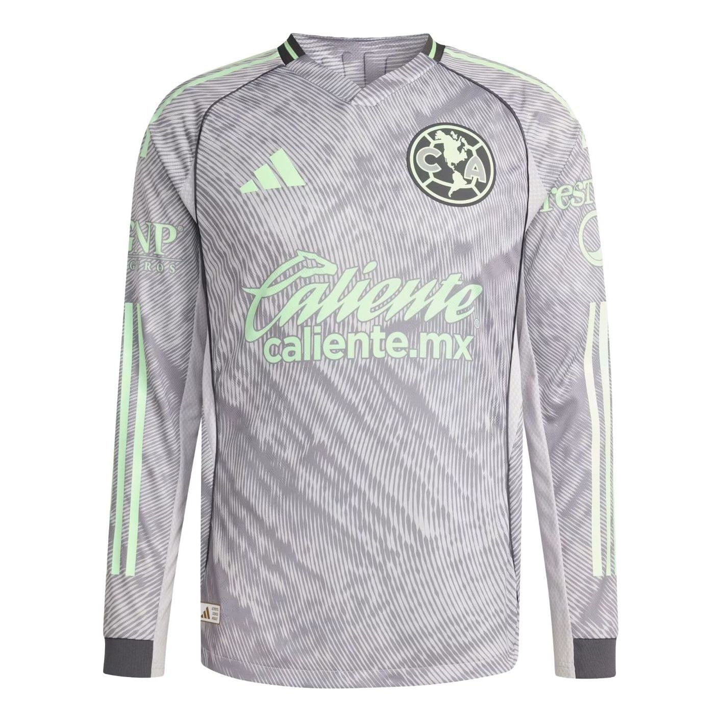

Футболка Adidas Club America 25/26 Third Authentic с длинным рукавом, приталенного кроя, цвет 'Grey Two'